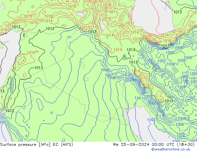 Surface pressure EC (AIFS) We 25.09.2024 00 UTC