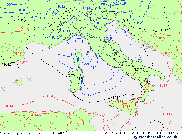 Atmosférický tlak EC (AIFS) Po 23.09.2024 18 UTC