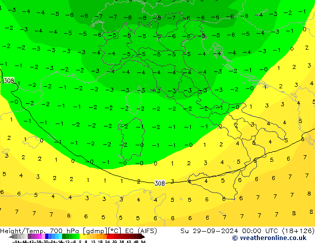 Height/Temp. 700 hPa EC (AIFS)  29.09.2024 00 UTC