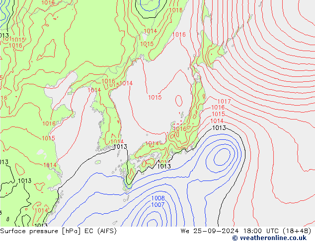 Surface pressure EC (AIFS) We 25.09.2024 18 UTC