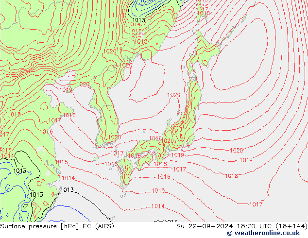 Surface pressure EC (AIFS) Su 29.09.2024 18 UTC