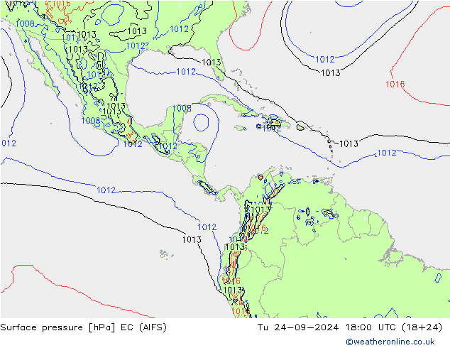 Surface pressure EC (AIFS) Tu 24.09.2024 18 UTC