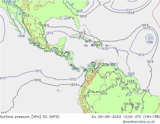 приземное давление EC (AIFS) Вс 29.09.2024 12 UTC