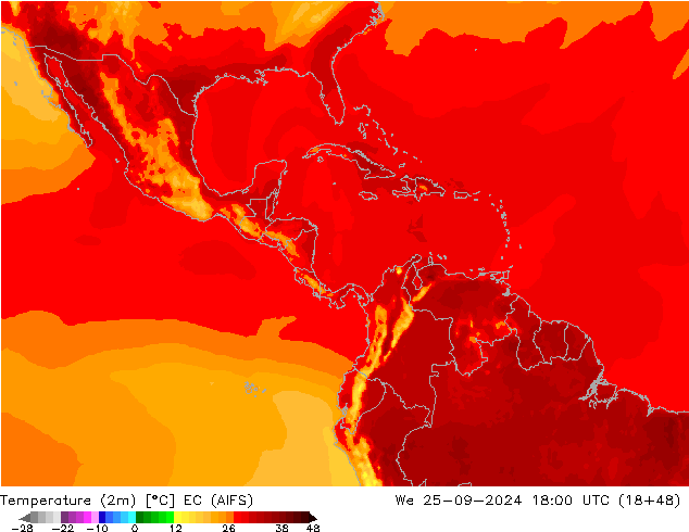 карта температуры EC (AIFS) ср 25.09.2024 18 UTC