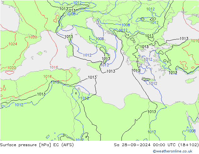 Surface pressure EC (AIFS) Sa 28.09.2024 00 UTC