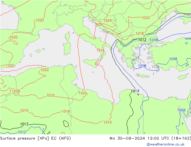 Surface pressure EC (AIFS) Mo 30.09.2024 12 UTC