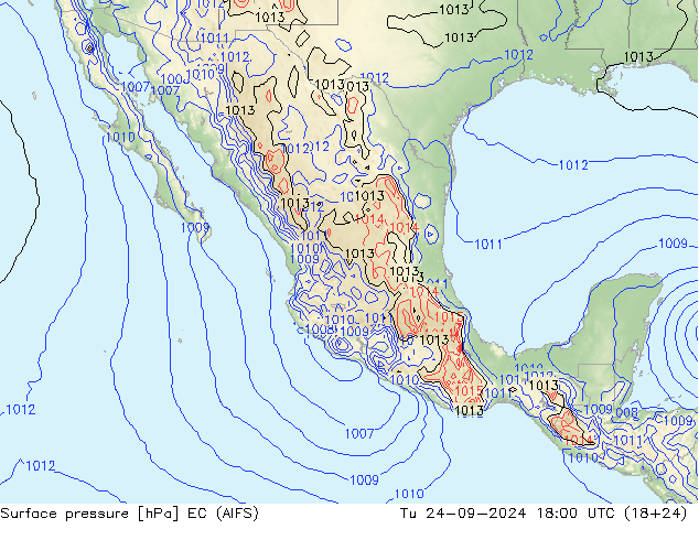 Presión superficial EC (AIFS) mar 24.09.2024 18 UTC