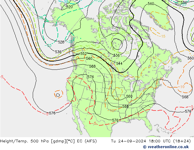 Height/Temp. 500 гПа EC (AIFS) вт 24.09.2024 18 UTC