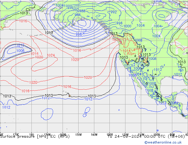 Surface pressure EC (AIFS) Tu 24.09.2024 00 UTC