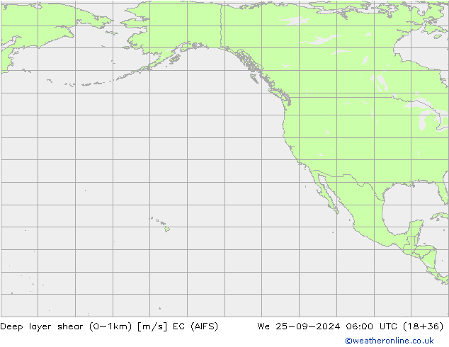 Deep layer shear (0-1km) EC (AIFS) We 25.09.2024 06 UTC