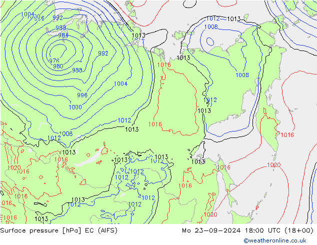 Presión superficial EC (AIFS) lun 23.09.2024 18 UTC