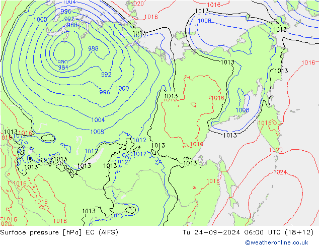 Surface pressure EC (AIFS) Tu 24.09.2024 06 UTC