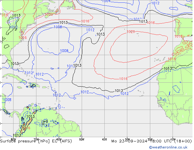 Yer basıncı EC (AIFS) Pzt 23.09.2024 18 UTC