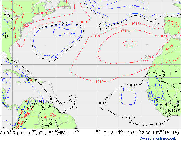 Surface pressure EC (AIFS) Tu 24.09.2024 12 UTC