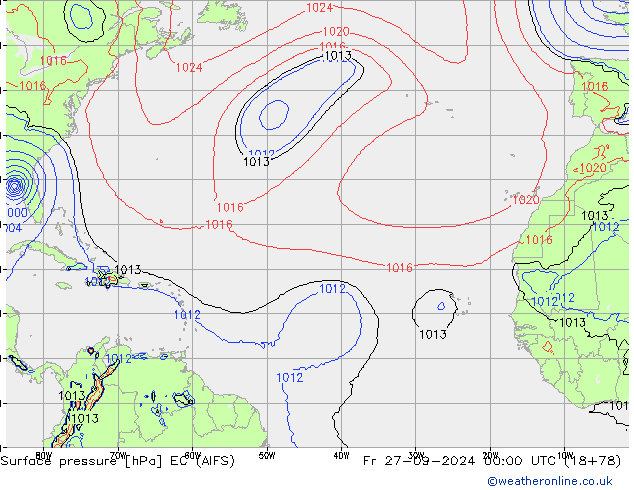 Surface pressure EC (AIFS) Fr 27.09.2024 00 UTC