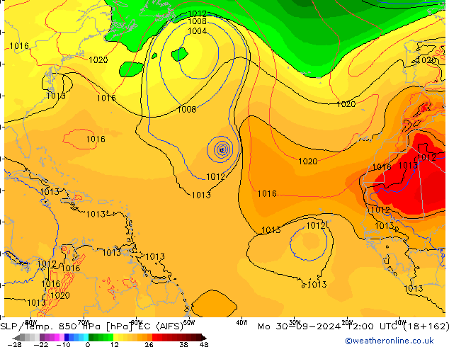 SLP/Temp. 850 hPa EC (AIFS) Mo 30.09.2024 12 UTC