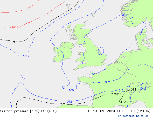 Surface pressure EC (AIFS) Tu 24.09.2024 00 UTC