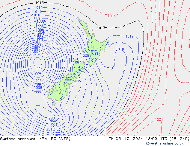 Surface pressure EC (AIFS) Th 03.10.2024 18 UTC