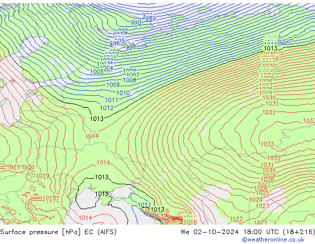 Luchtdruk (Grond) EC (AIFS) wo 02.10.2024 18 UTC