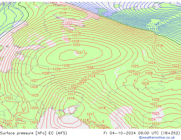 Bodendruck EC (AIFS) Fr 04.10.2024 06 UTC