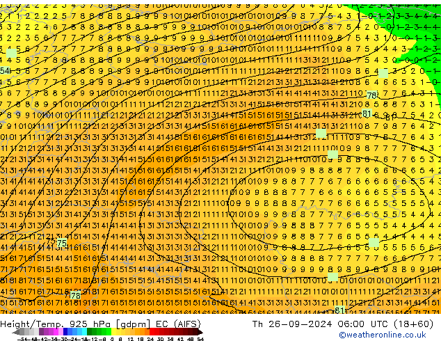 Height/Temp. 925 hPa EC (AIFS) Th 26.09.2024 06 UTC