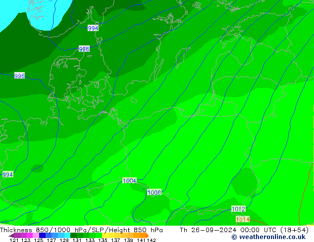 Thck 850-1000 hPa EC (AIFS) Th 26.09.2024 00 UTC