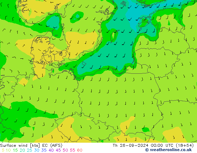 Surface wind EC (AIFS) Th 26.09.2024 00 UTC