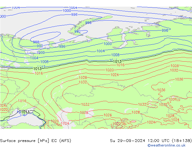 Surface pressure EC (AIFS) Su 29.09.2024 12 UTC