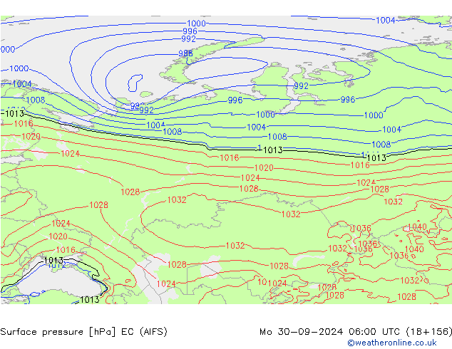 Surface pressure EC (AIFS) Mo 30.09.2024 06 UTC