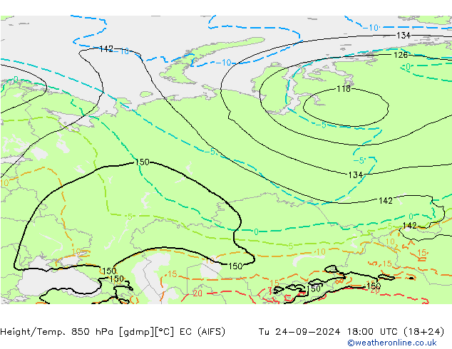 Height/Temp. 850 hPa EC (AIFS) Tu 24.09.2024 18 UTC