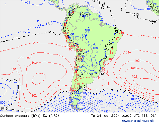 Surface pressure EC (AIFS) Tu 24.09.2024 00 UTC