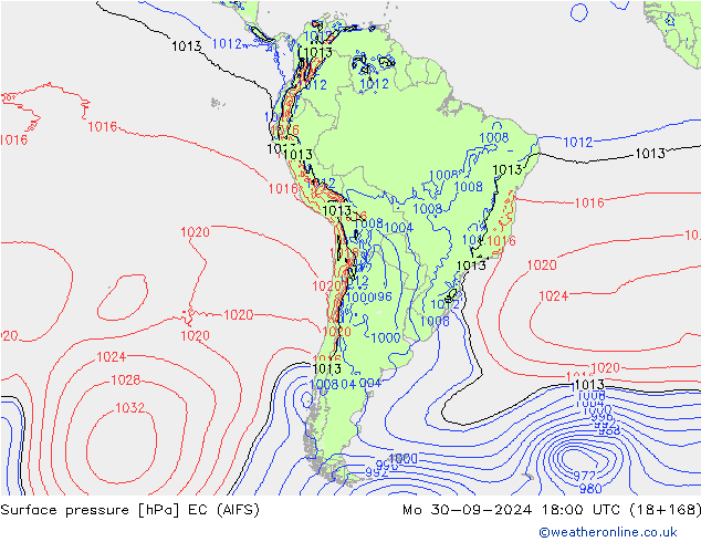 Presión superficial EC (AIFS) lun 30.09.2024 18 UTC