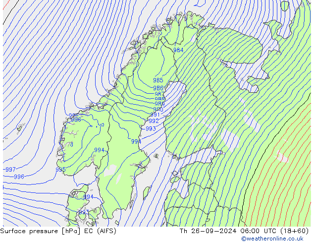 Surface pressure EC (AIFS) Th 26.09.2024 06 UTC