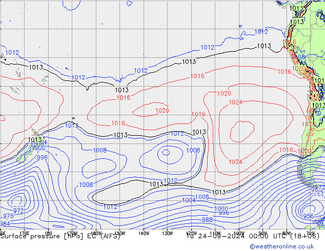 приземное давление EC (AIFS) вт 24.09.2024 00 UTC