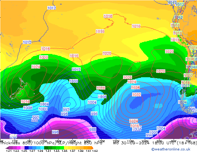 Thck 850-1000 hPa EC (AIFS) Mo 30.09.2024 18 UTC