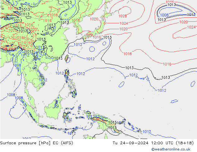 Surface pressure EC (AIFS) Tu 24.09.2024 12 UTC