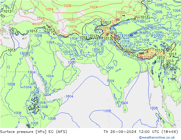 Pressione al suolo EC (AIFS) gio 26.09.2024 12 UTC