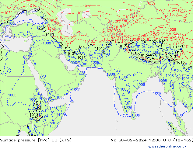 ciśnienie EC (AIFS) pon. 30.09.2024 12 UTC