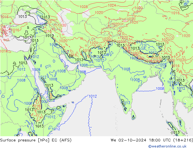 pressão do solo EC (AIFS) Qua 02.10.2024 18 UTC