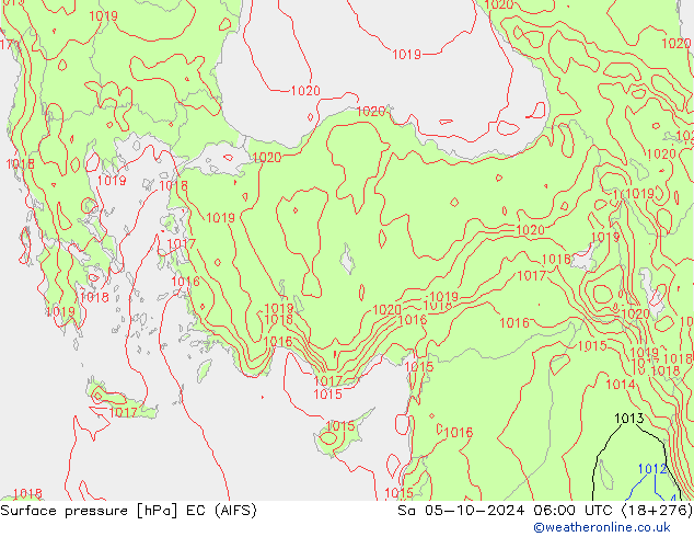 Atmosférický tlak EC (AIFS) So 05.10.2024 06 UTC