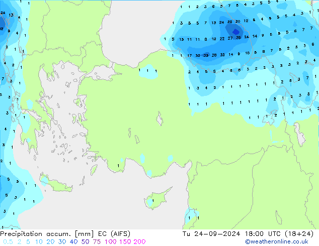 Precipitation accum. EC (AIFS) Ter 24.09.2024 18 UTC