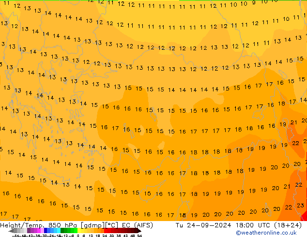 Height/Temp. 850 hPa EC (AIFS)  24.09.2024 18 UTC