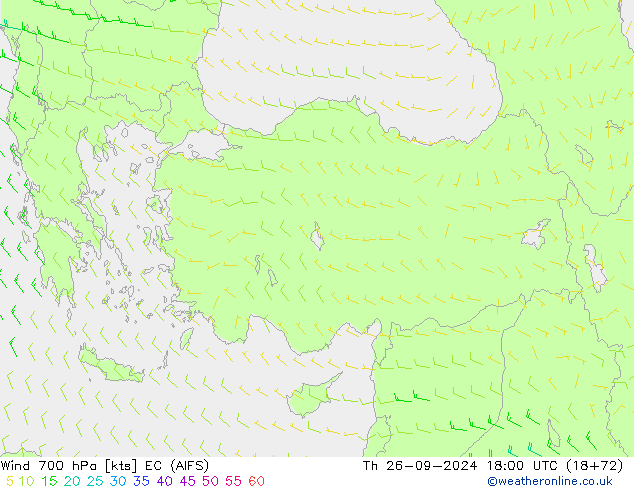  700 hPa EC (AIFS)  26.09.2024 18 UTC