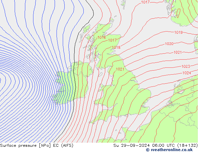 Surface pressure EC (AIFS) Su 29.09.2024 06 UTC