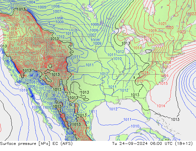 Atmosférický tlak EC (AIFS) Út 24.09.2024 06 UTC