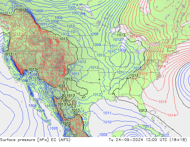 Pressione al suolo EC (AIFS) mar 24.09.2024 12 UTC