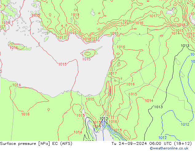 Atmosférický tlak EC (AIFS) Út 24.09.2024 06 UTC