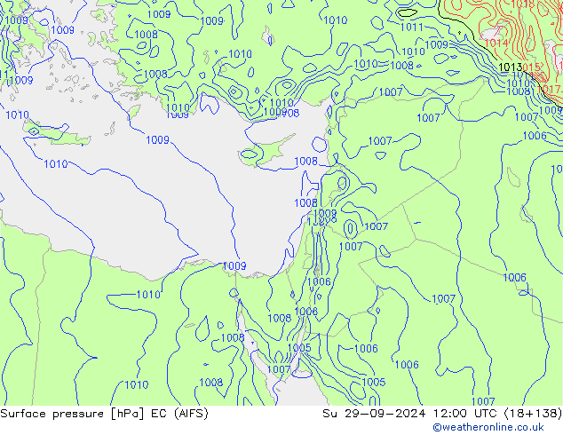 Atmosférický tlak EC (AIFS) Ne 29.09.2024 12 UTC