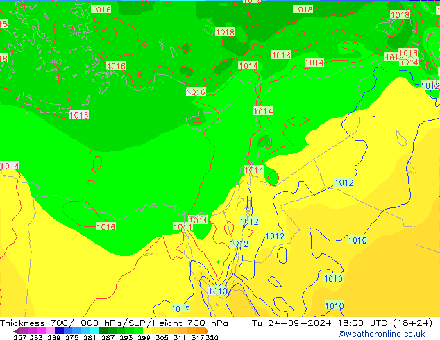 Thck 700-1000 hPa EC (AIFS) Tu 24.09.2024 18 UTC