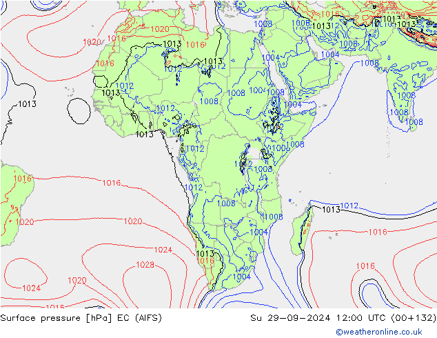 Atmosférický tlak EC (AIFS) Ne 29.09.2024 12 UTC